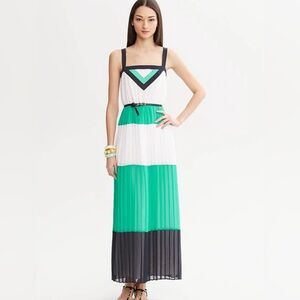 BANANA REPUBLIC MILLY COLLECTION COLORBLOCK PLEATED PATIO DRESS